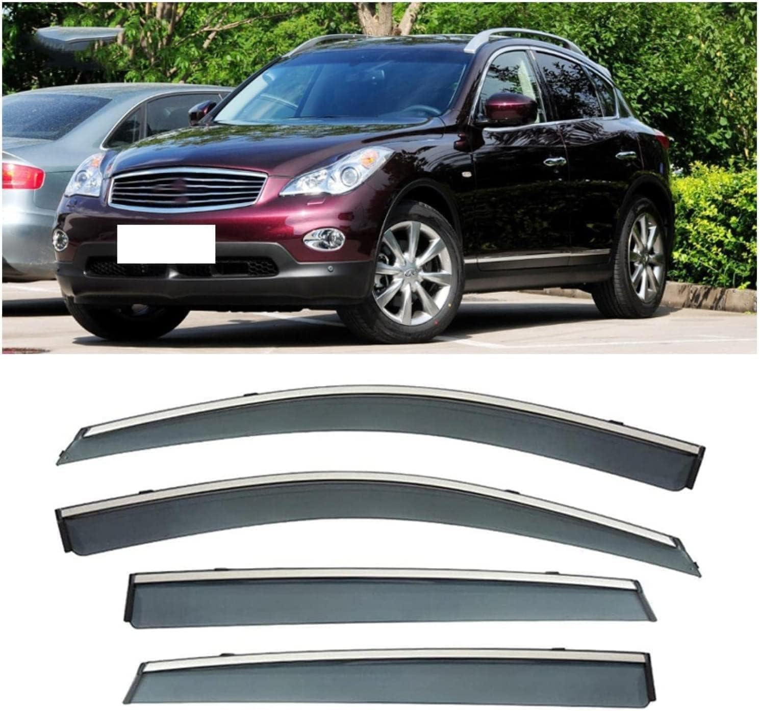 NIUSENN Wind Deflectors For Infiniti EX30 EX35 EX40 2008-2013 Rain DeflectorsSun Rain Guard Window Car Window Rain Protection Wind Deflector Visor Side Window