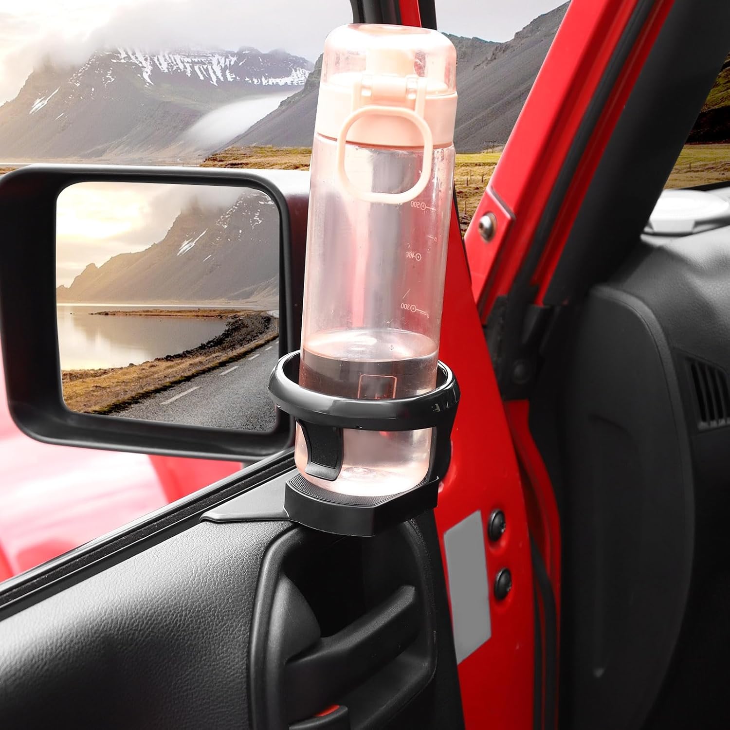 Front Door Cup Holder Fit for Jeep Wrangler JK JKU 2011-2018, Door Mounted Drink Holders(Black)