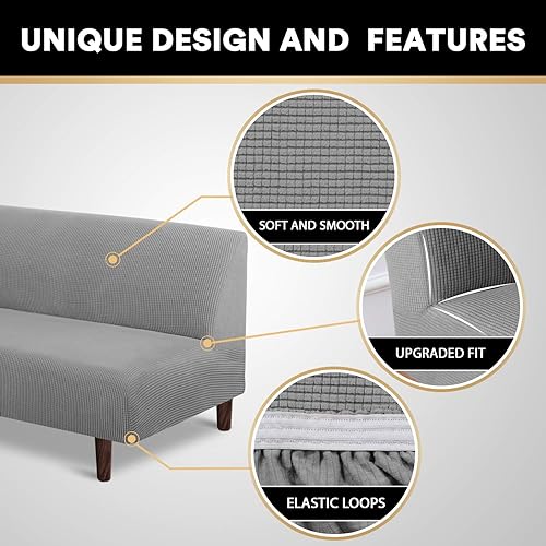 Vista 27 de PrinceDeco Funda elástica para futón sin brazos, funda para futón tamaño matrimonial/queen, funda para sofá futón, funda protectora de muebles
