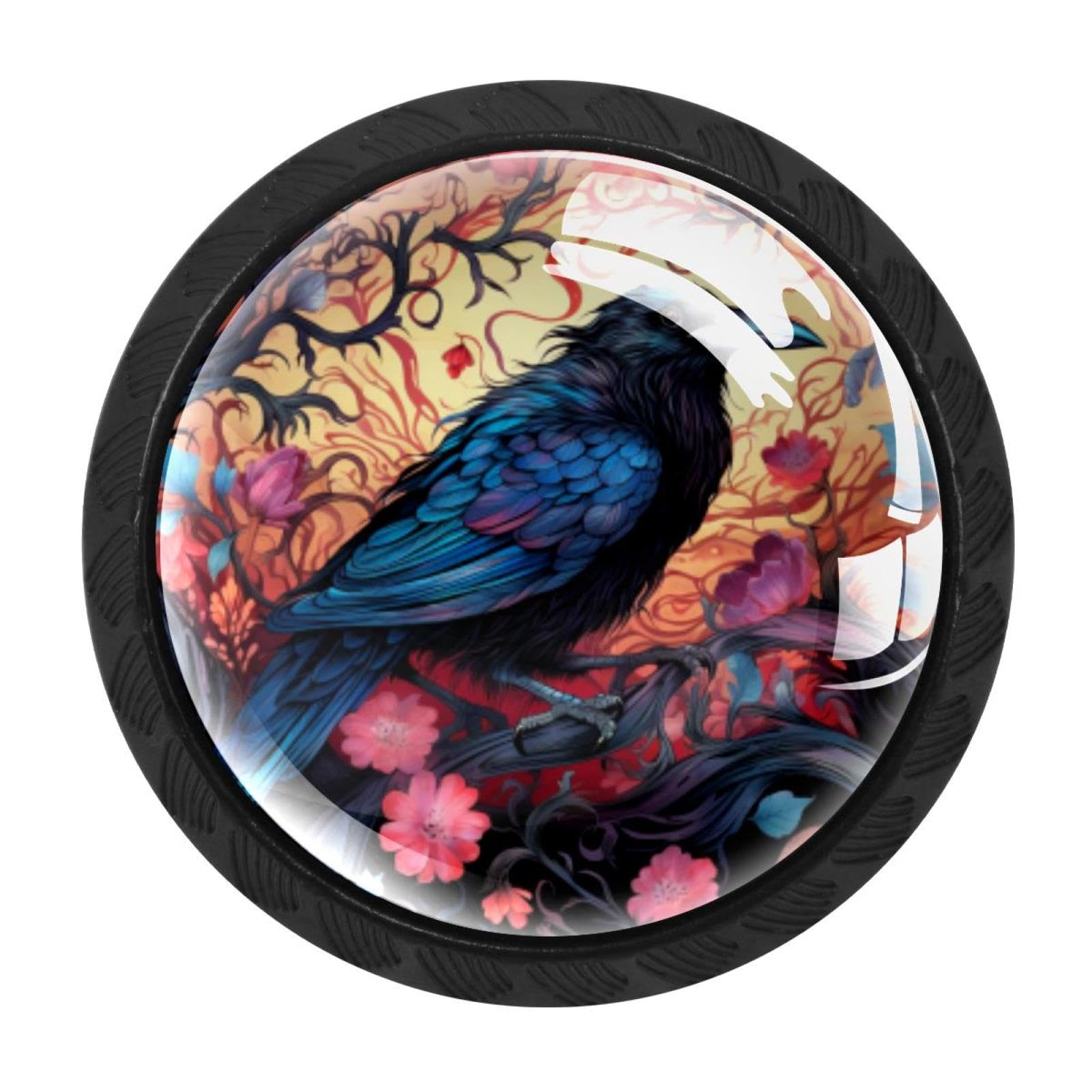 Chenzzzz Multicolored 15 4 Pack Round Cabinet Knobs For Kitchen Bathroom Closet Dresser Cabinets, Crow