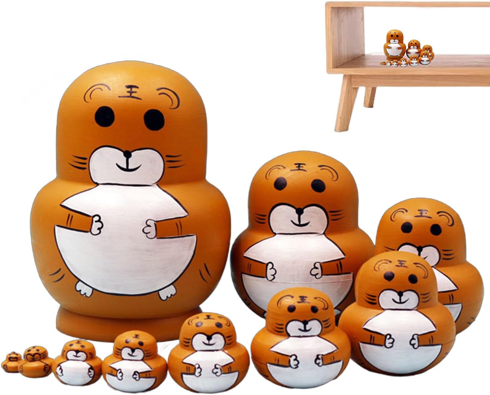 Wooden Nesting Dolls | Animal Pattern Educational Stacking Toys | Educational Russian Nesting Dolls Cultural Toy - for Kids Educators Parents Living Room Bedroom Birthday Christmas
