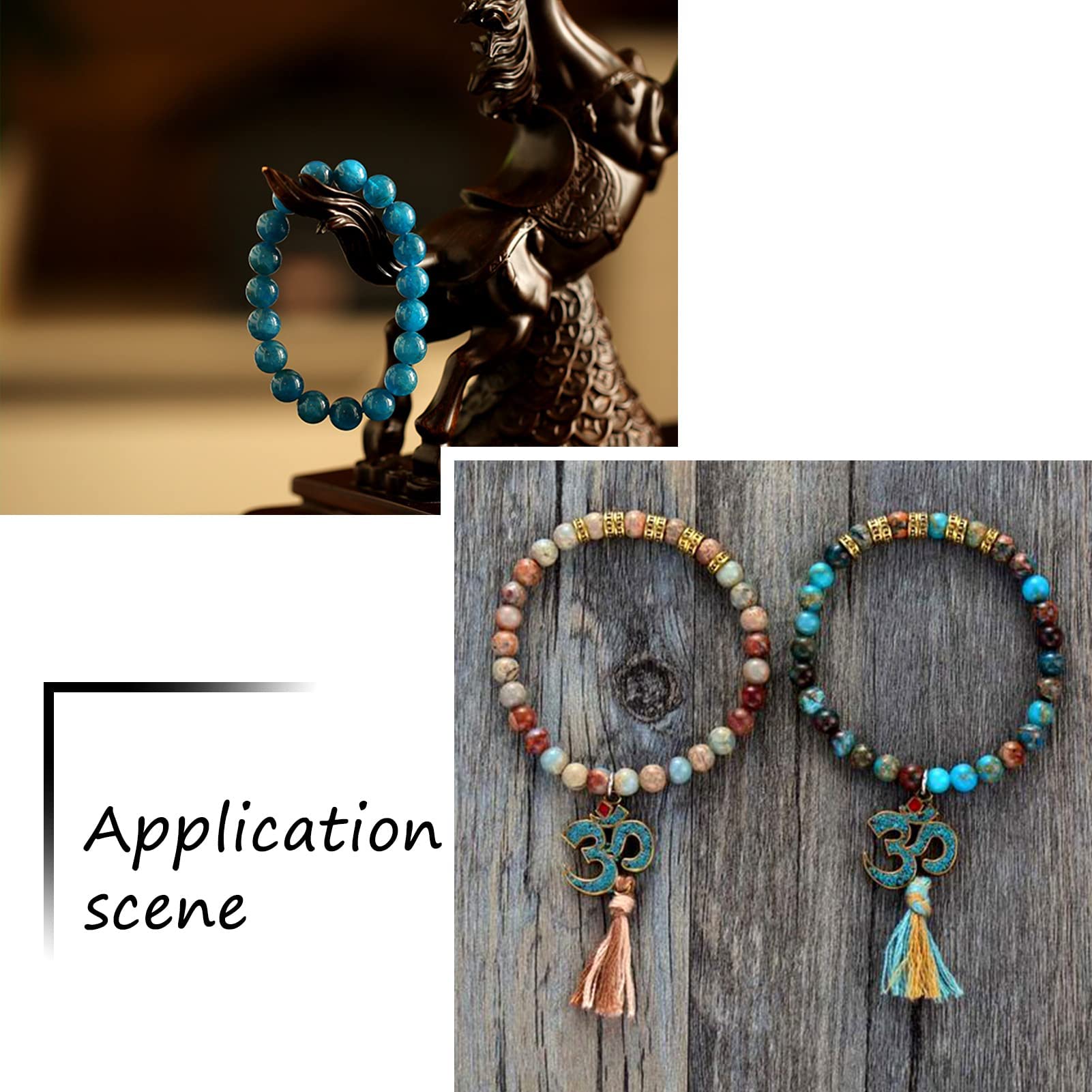 Cheriswelry 1 Filo Di Perline In Apatite Naturale, 8 Mm, Foro 0,8 Mm - 50 Pz Circa Per Collane E Bracciali Fai Da Te