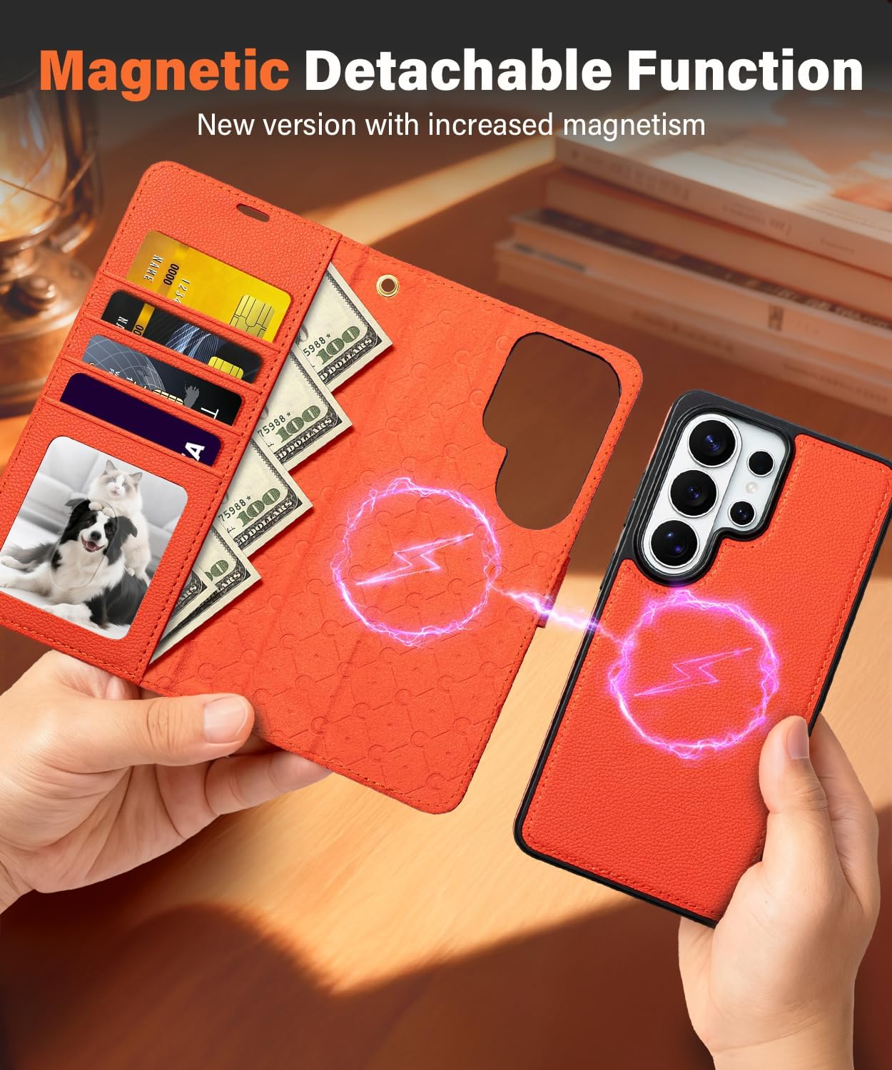 for Samsung Galaxy S26 Ultra Wallet Case Compatible with MagSafe,Vintage Leather with RFID Blocking Flip Card Slots Case with Kickstand Magnetic Phone Case for Samsung Galaxy S26 Ultra,Red