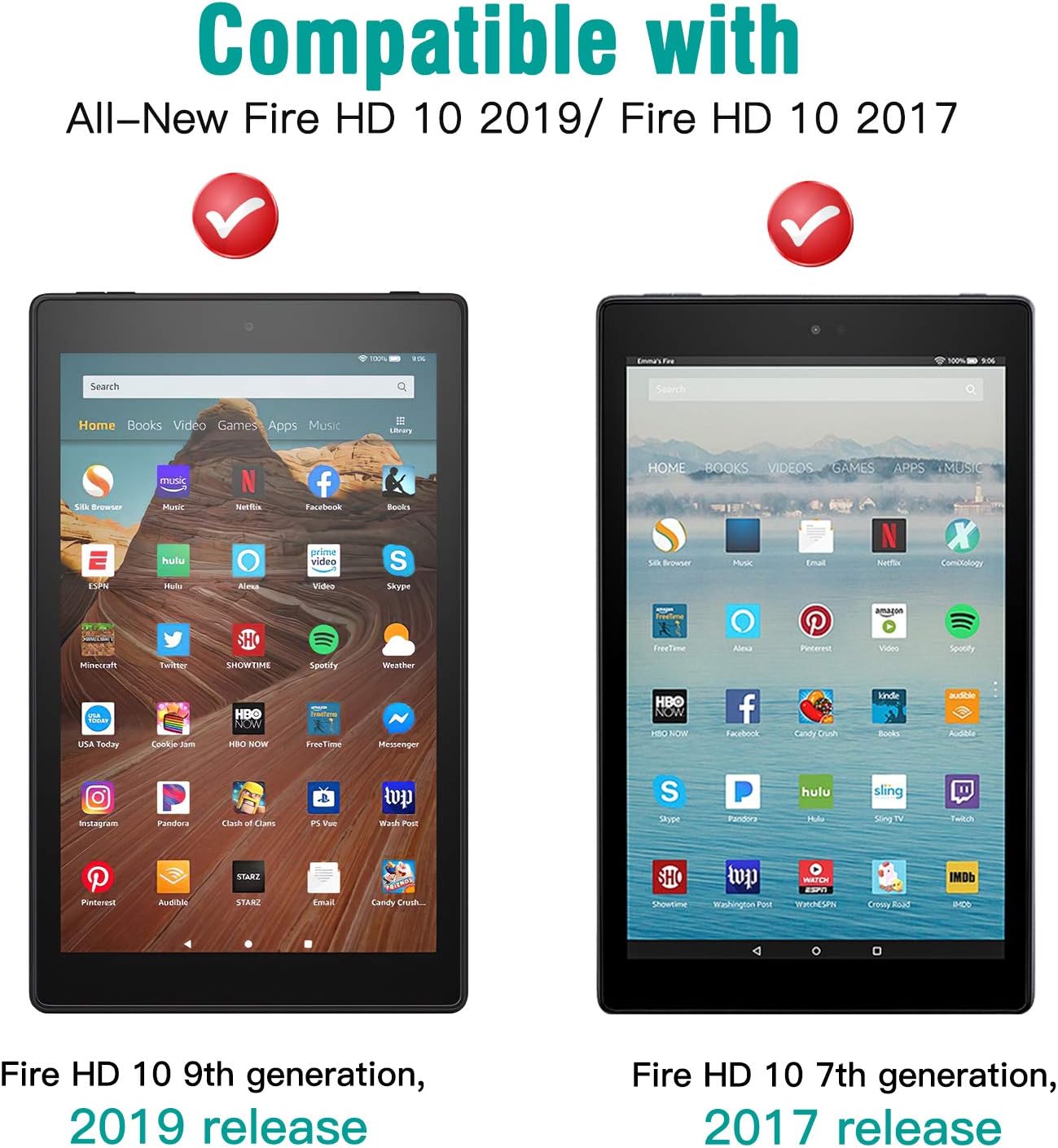 Dadanism All-New Fire HD 10 Tablet Case(9th Generation - 2019 Release) / (7th Generation - 2017 Release), [Flexible TPU Translucent Back Shell] for Fire HD 10.1 Inch Cover - Rose Gold