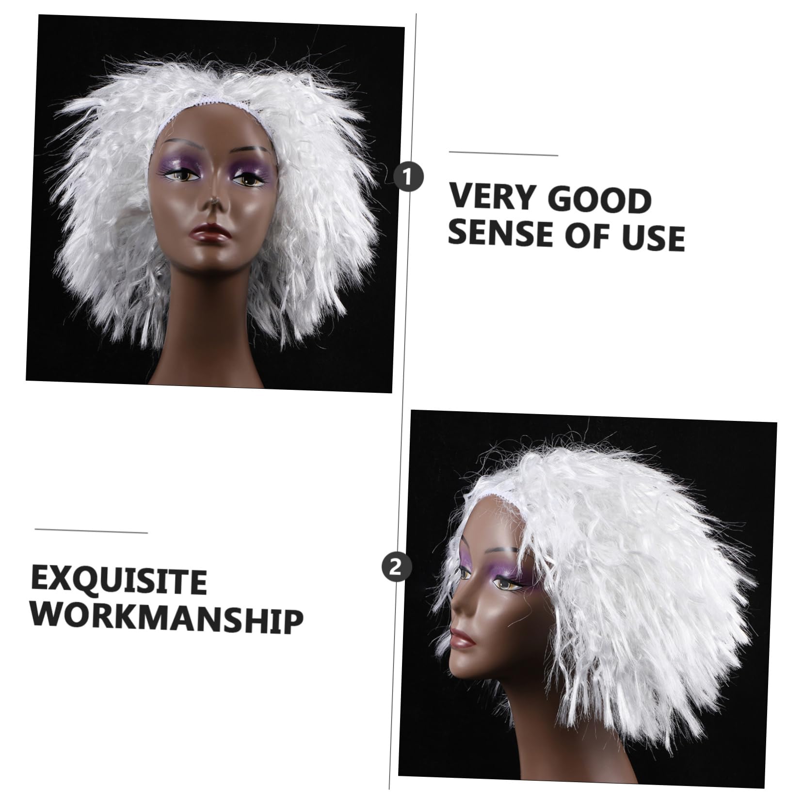 Baluue White Braid Perm Wig Stylish Headpiece Wig Cap Perfect for Costume Cosplay