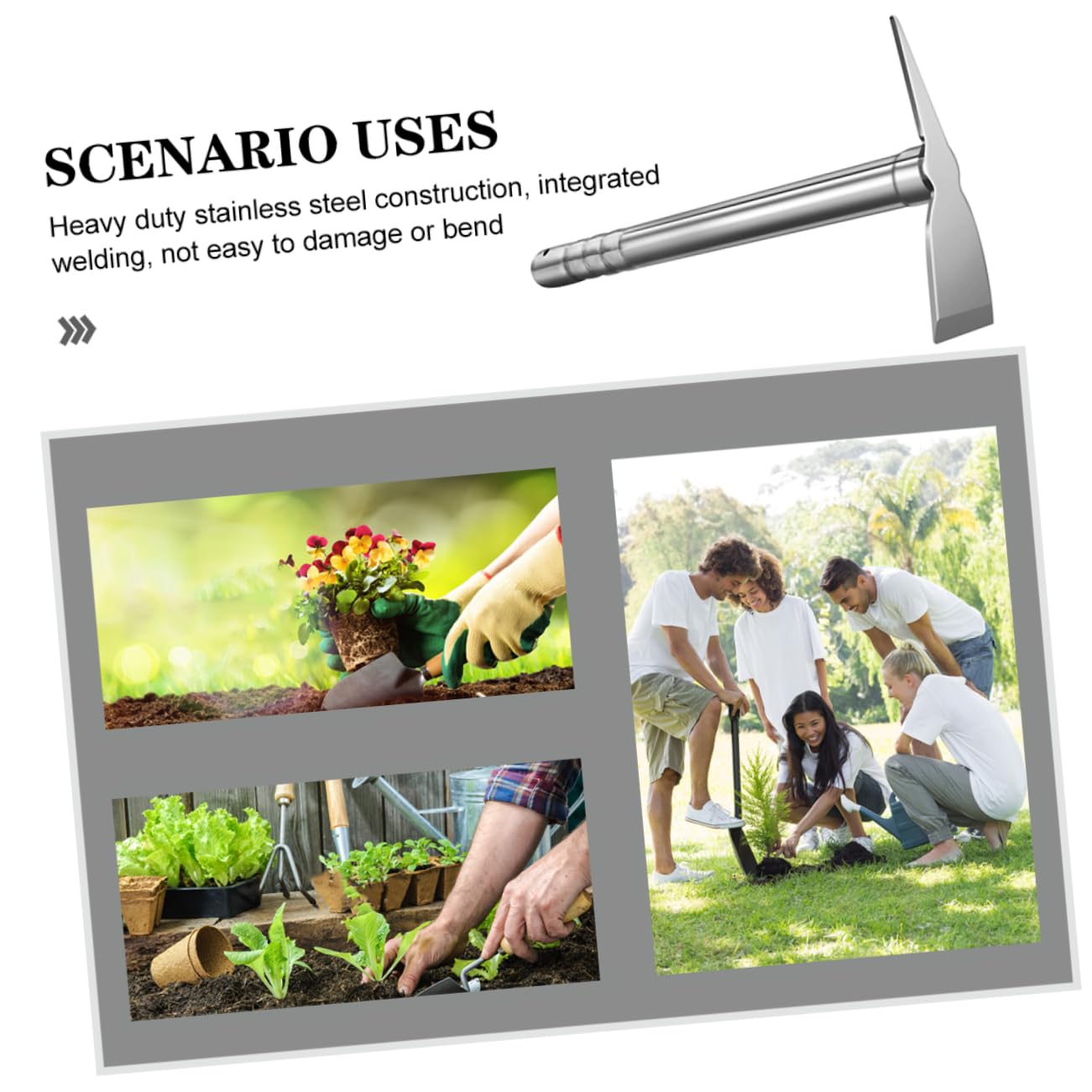 YARNOW Azada De Jardín Pequeña De Acero Inoxidable 39 Cm Para Cultivo y Deshierbe Huerto Doméstico, Herramienta Resistente Para Jardinería y Excavación Al Aire Libre