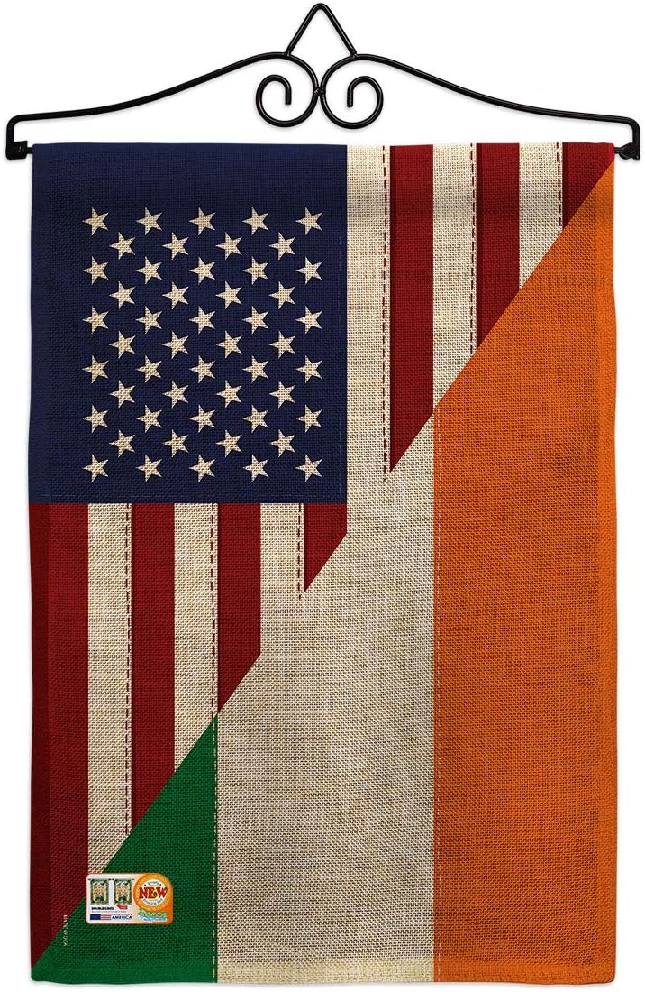 US Irish Friendship Garden Flag Set Wall Holder Regional USA American Alliance World Country Particular Area Small Decorative Gift Yard House Banner Made In 13 X 18.5