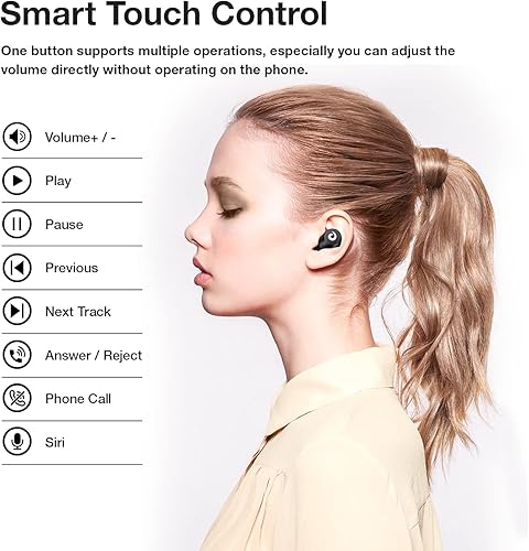 Miniatura 3 de Auriculares Hikapa X9 inalámbricos Bluetooth 5.3, auriculares impermeables estéreo con control táctil en el oído, con micrófono, auriculares con