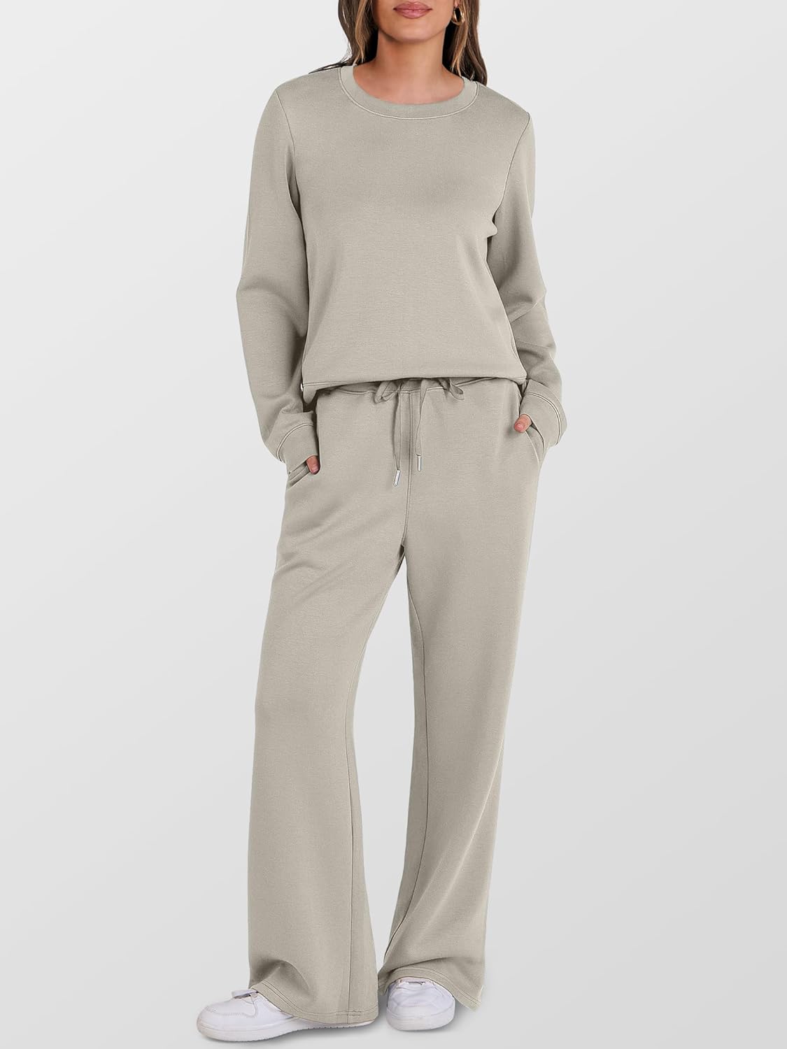 ANRABESS Women's 2 Piece Lounge Sets Casual Travel Outfits Wide Leg Tracksuit Sweatsuits Matching Set 2026 Fall Clothes - Image 2