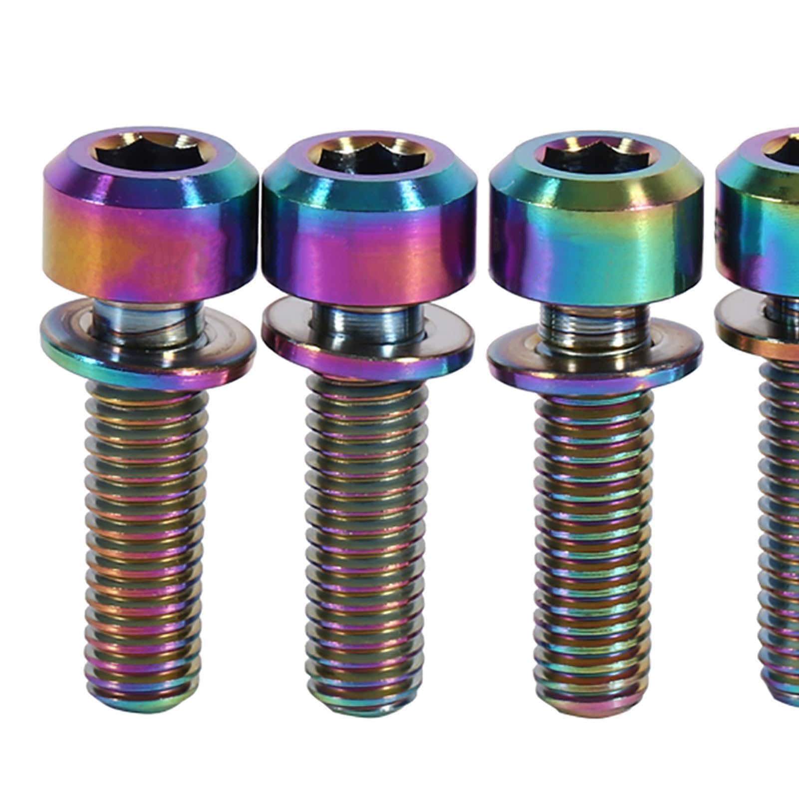 Lot De 6 Boulons De Potence Vélo M5 X 18 Mm En Alliage De Titane – Couleurs Titane, Arc-en-ciel Ou Or – Avec Rondelles Coniques