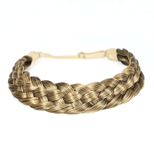TOECWEGR Diadema de pelo sintético de 5 hebras trenzadas, clásicas, gruesas, anchas, trenzadas, elásticas, multicolor, accesorios de belleza para el