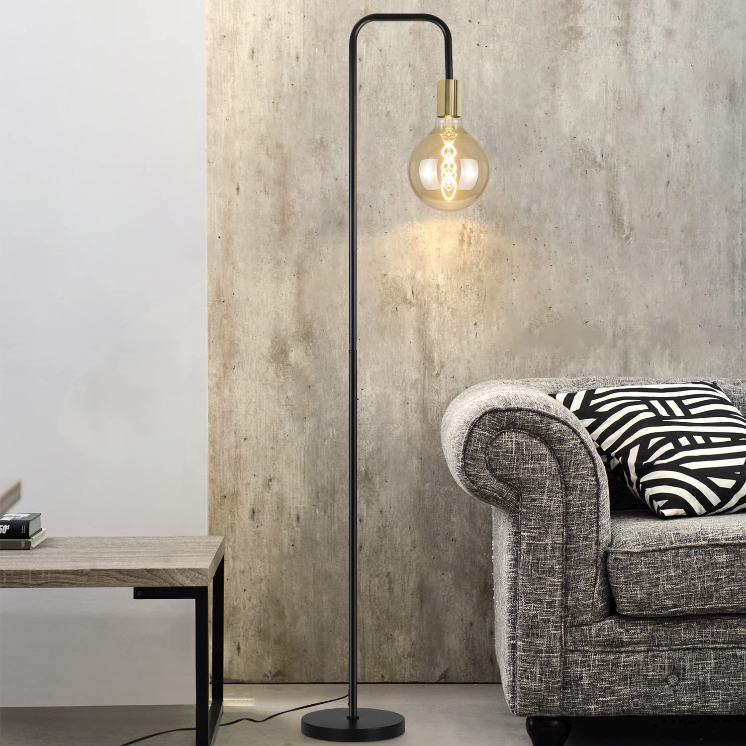 CBJKTX czarna lampa podłogowa vintage lampa podłogowa - retro e27 lampa | podłogowa do salonu z przełącznikiem nożnym przemysłowa lampa podłogowa złoty design lampa do salonu(bez środka światła)
