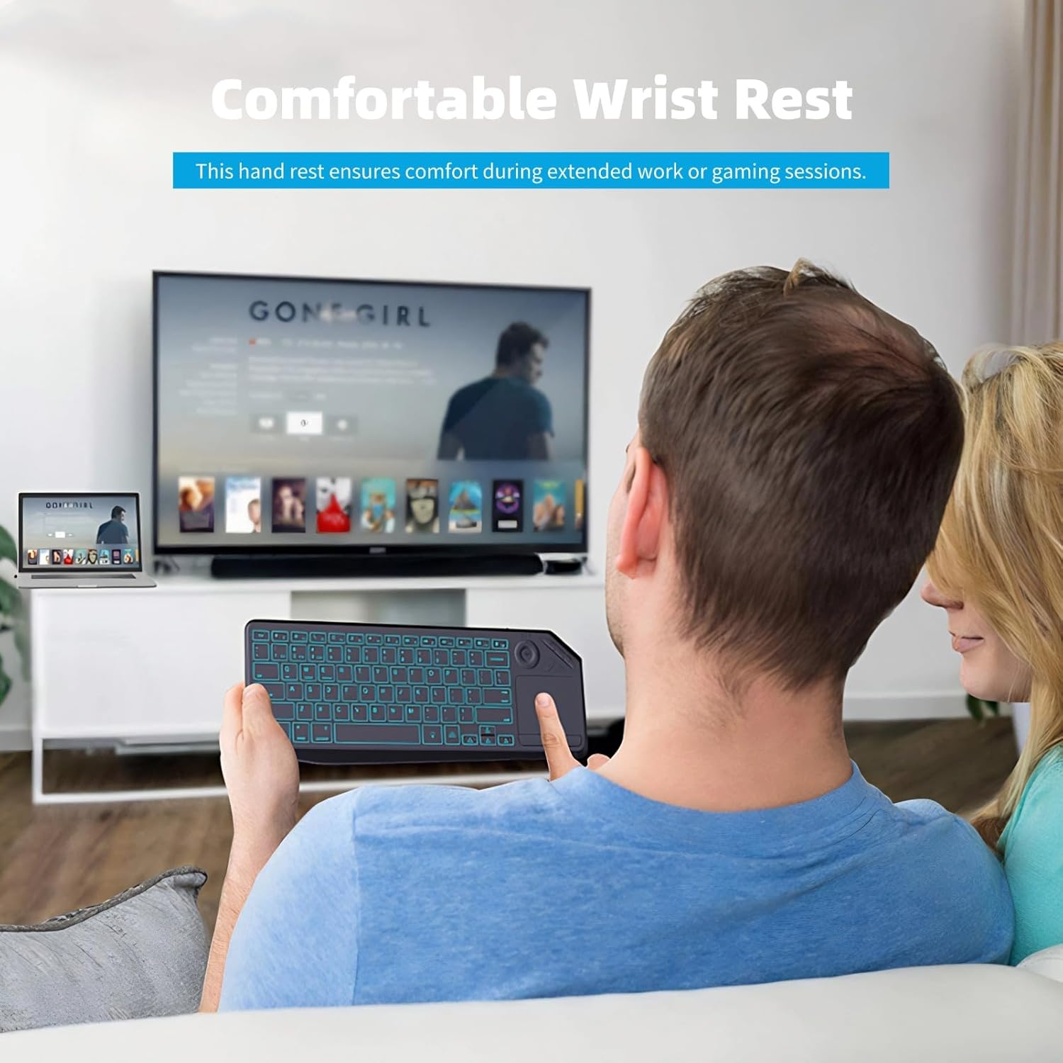 Yoidesu Wireless Touch Keyboard, 2.4G Bluetooth Dual Mode 78 Keys Desktop Wireless Keyboard with Built in Multi Touch Touchpad, Multimedia Hotkey, 7 Color Backlight