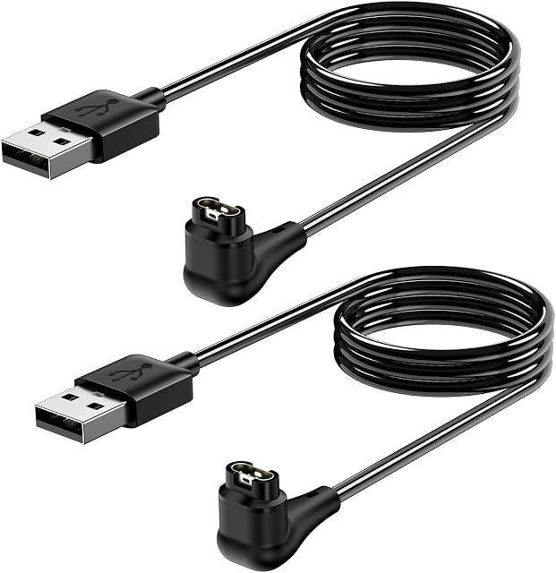 2 Pack 3.3FT/1m Charging Cable Charger for Garmin Fenix 7 7S 7X 6 6S 6X 5 5S, Forerunner 245 945, Instinct 2 2S, Vivoactive 4 4S 3, Vivosmart 5, Upgraded Horizontal Charging Cord for Garmin Watch