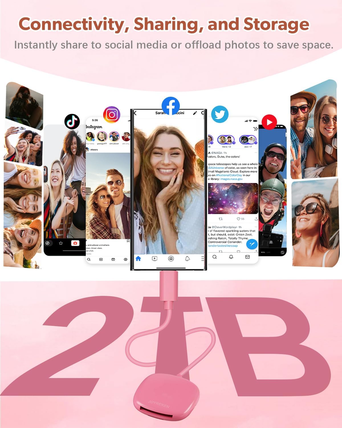 Pink 8-in-1 USB-C Hub with Stand & 8cm 2-in-1 SD Card Reader Bundle – 100W PD, 4K HDMI, USB-A, SD/TF Slots for MacBook, iPad Pro, Galaxy S24 & More