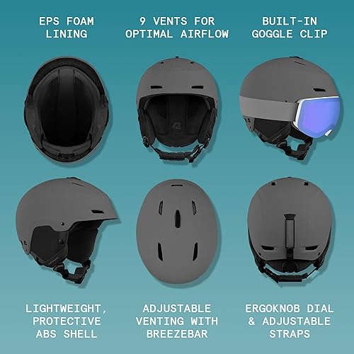 Miniatura 2 de Retrospec Zephyr - Casco de esquí y snowboard para adultos, ajustable con 9 rejillas de ventilación, carcasa de ABS resistente a impactos y espuma