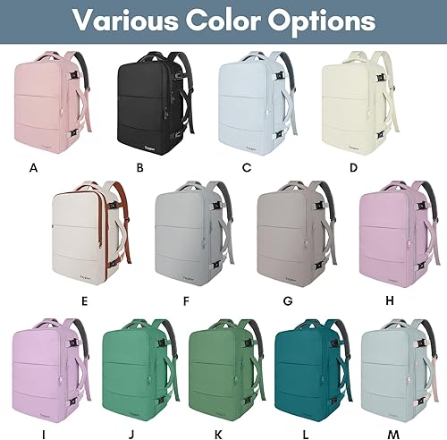 Vista 27 de Taygeer Mochila de mano para mujer, mochila de viaje de 35 litros para mujer, aprobada por aerolíneas, bonita bolsa de viaje para artículos Azul