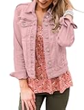 Womens Stretch Button Down Long Sleeve Pockets Denim Jean Trucker Jacket