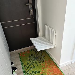 YJJT Montowane na ścianie składane krzesło ultracienkie, niewidoczne taboret do przewijania butów, stołek prysznicowy, składane, nośność 150 kg, lite drewno, krzesło wejściowe, łatwe do złożenia i przechowywania