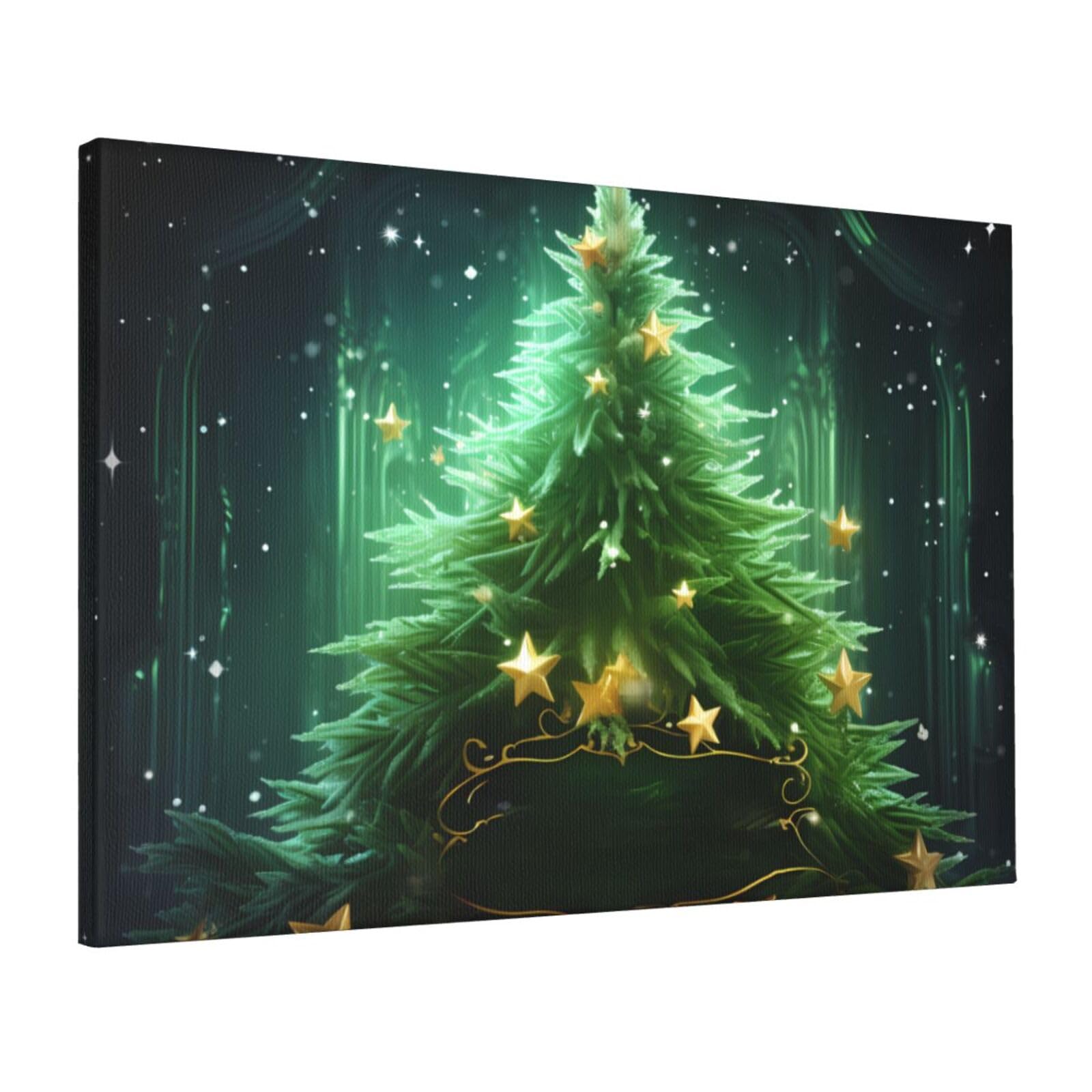 Toile d'arbre de Noël vert poster HD suspendu chambre et salon - 8