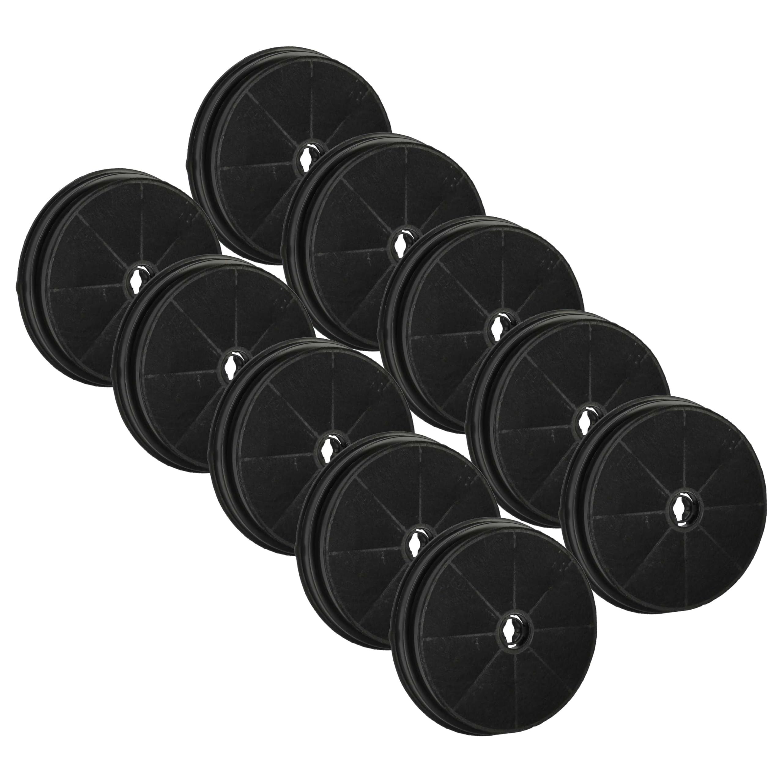 vhbw 10 x filtr z węglem aktywnym kompatybilny z Rosieres KSED65XE, KSED65PE, KSED65NEE, KSED65BE, KSE86POE, KSE86AOE okap kuchenny - 19 cm