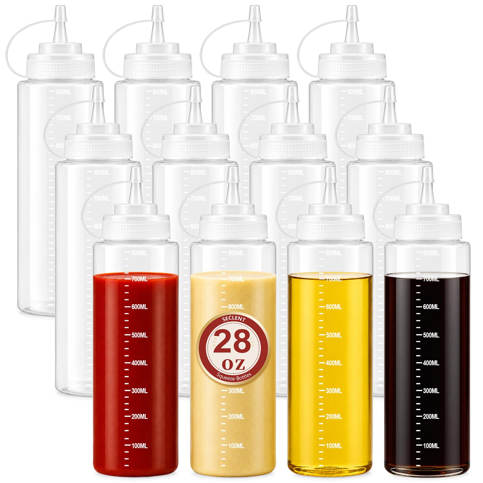 28 oz Plastic Squeeze Bottles, Salad Dressing Bottles, Sauce Bottle Squeeze
