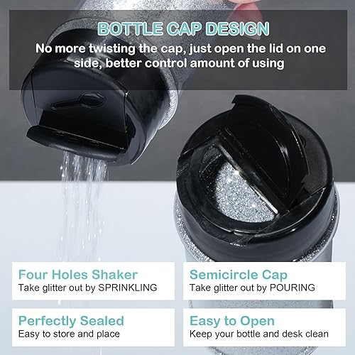 Miniatura 75 de HTVRONT Purpurina blanca fina holográfica – 1.76 oz de purpurina para resina, purpurina fina no tóxica para uñas, resina, fabricación de velas, Negro