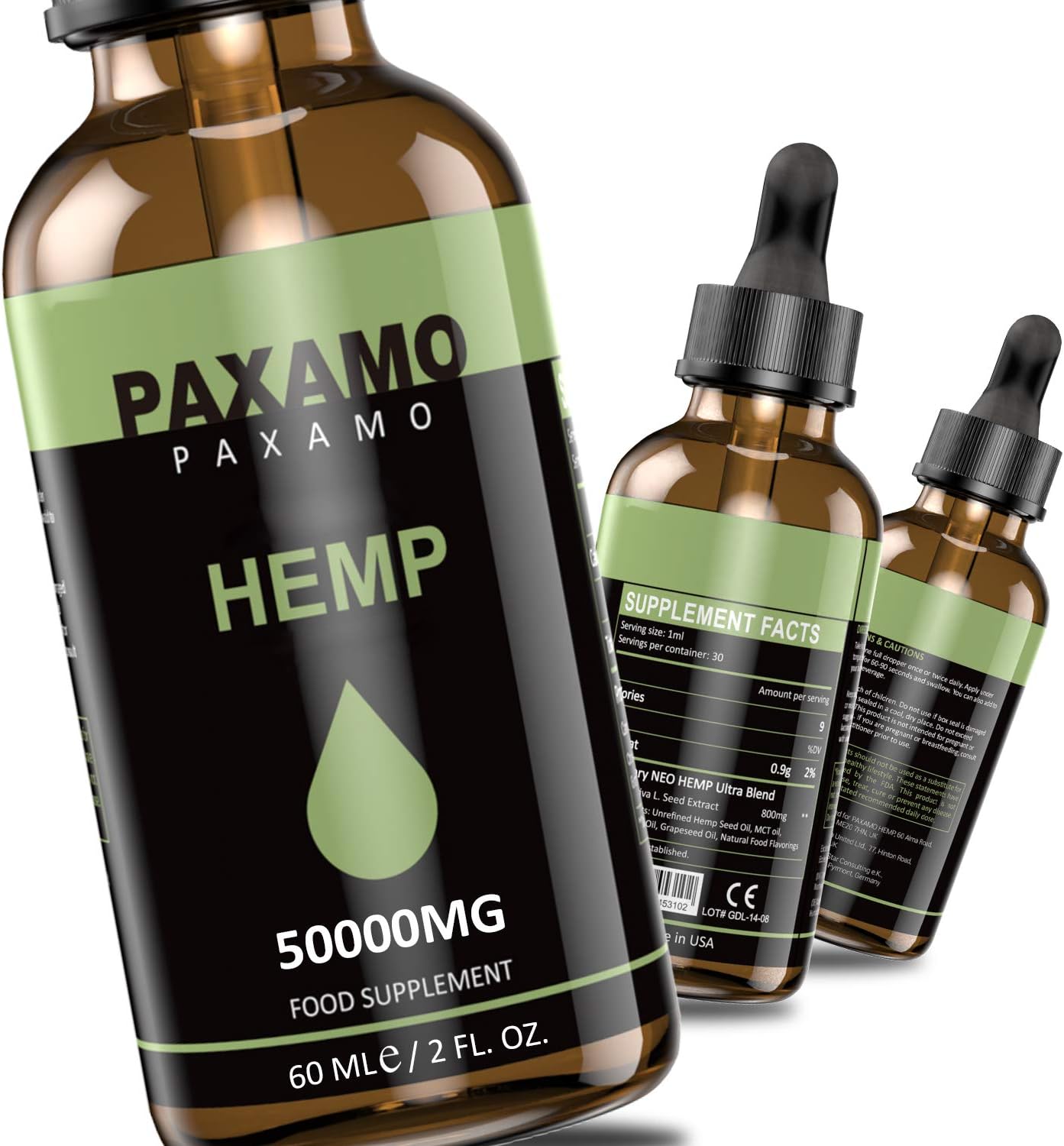 PAXAMO Natural Oil Drops, 100% Natural Dietary Supplement, Vegan Friendly (50000MG/60ML)