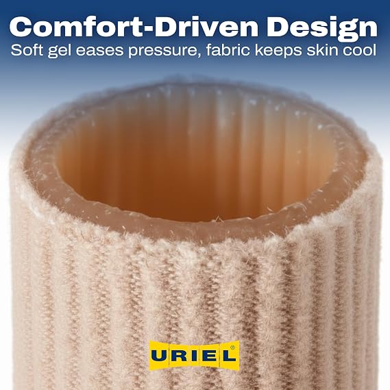 URIEL Silicone Toe Sleeves Cuttable Toe Cushions for Corns, Calluses, Blisters and Ingrown Nails Soft Protective Tubes for Comfortable Everyday Wear