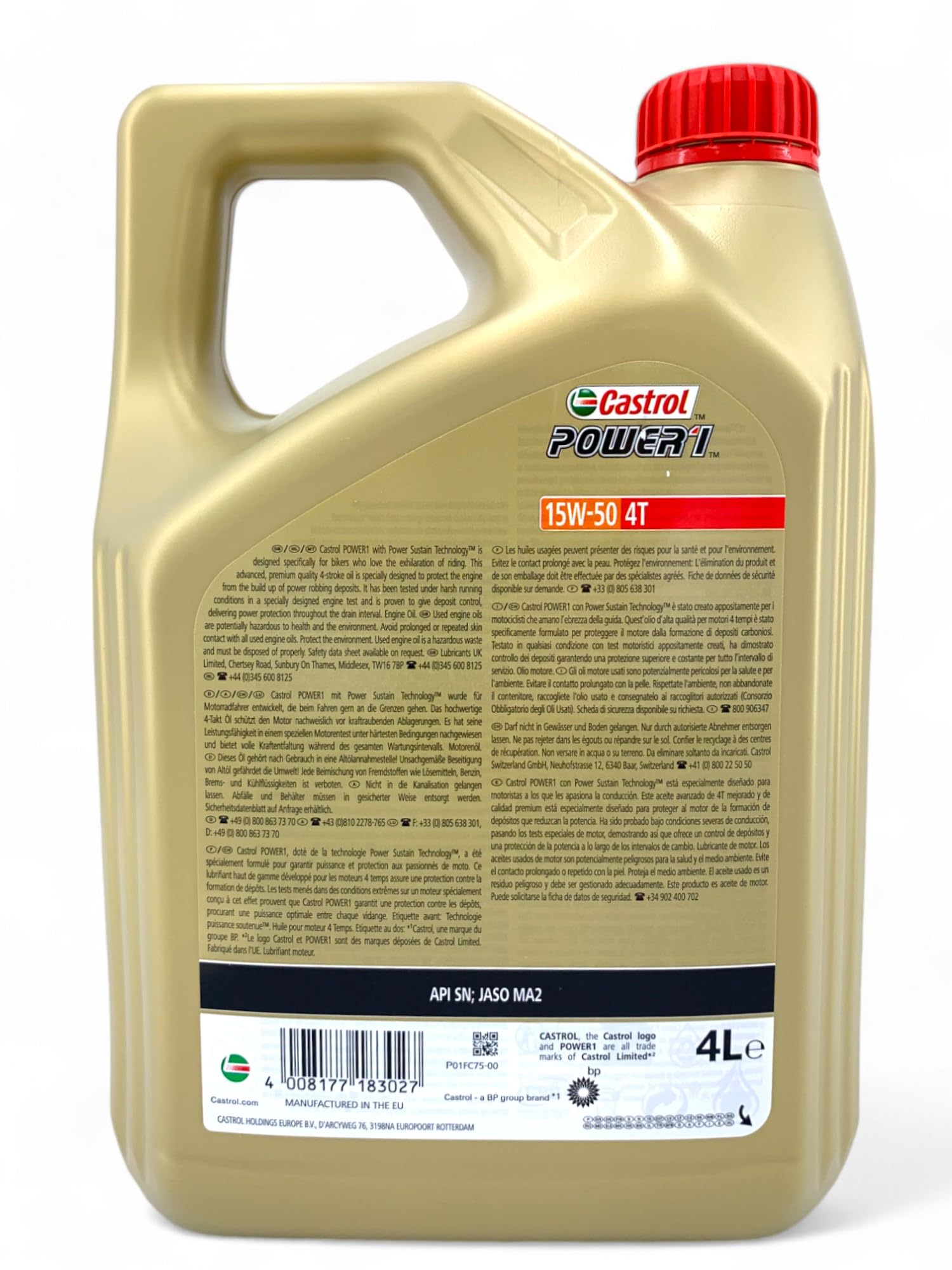 Aceite de motor de 4 tiempos 15w50 Castrol Power1 4T 15W-50 4 x 4 l.