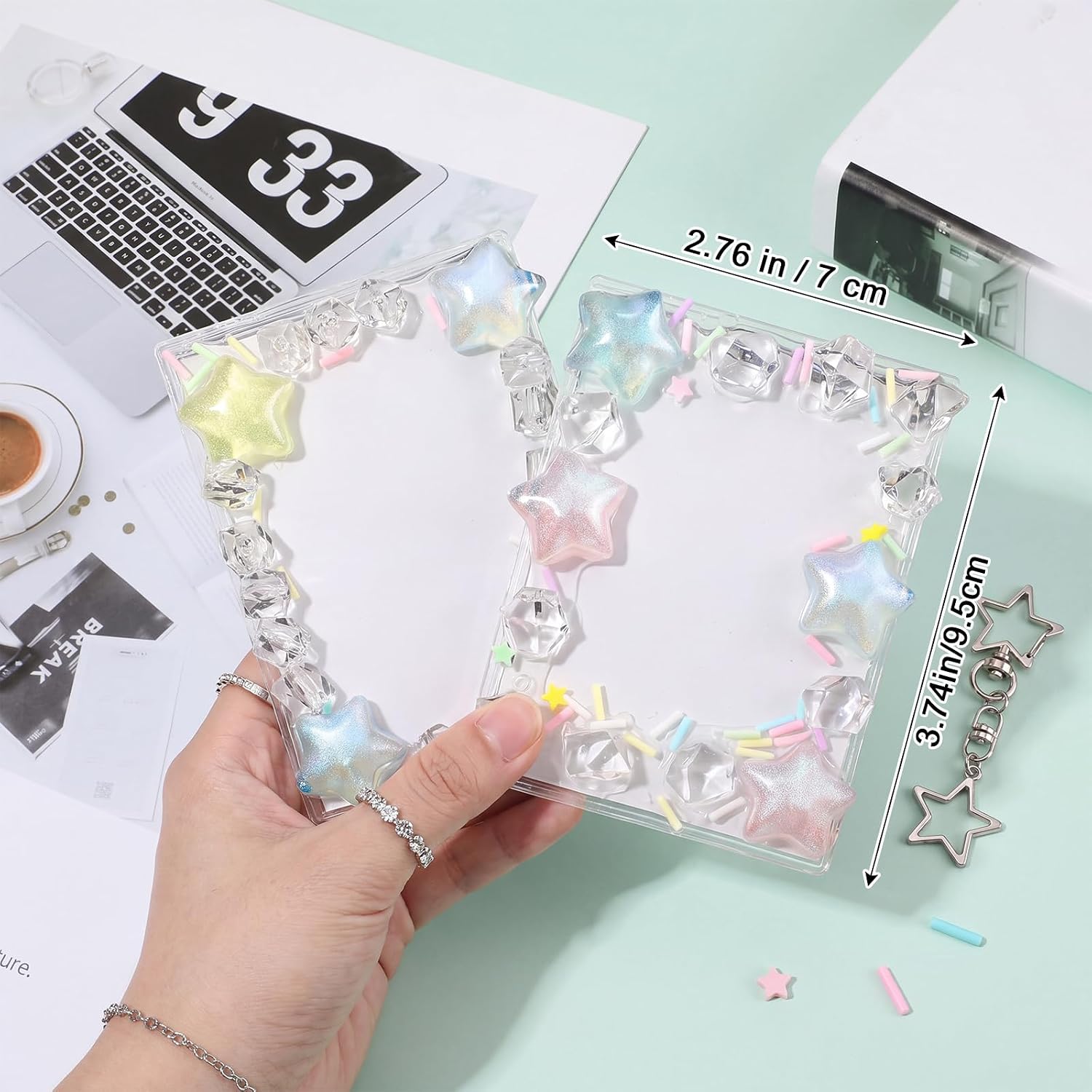 2pcs Star Photocard Holder Acrylic Cute Star Protective Photocards for Idol Card Photo Album Photo Card Holder Transparent Y2k Charm Holders for Bus Student Protector
