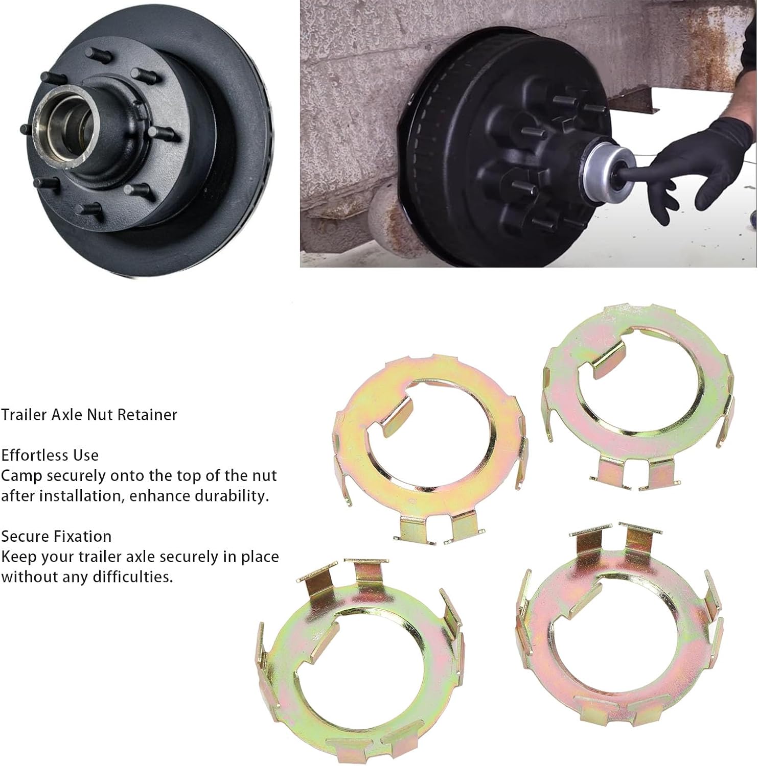 4Pcs Trailer Spindle Nut Retainer Metal Secure Fixation Wheel Spindle Nut Retainer Replacement for EZ Lube Jam Nut 2 to 8K Dexter Axle