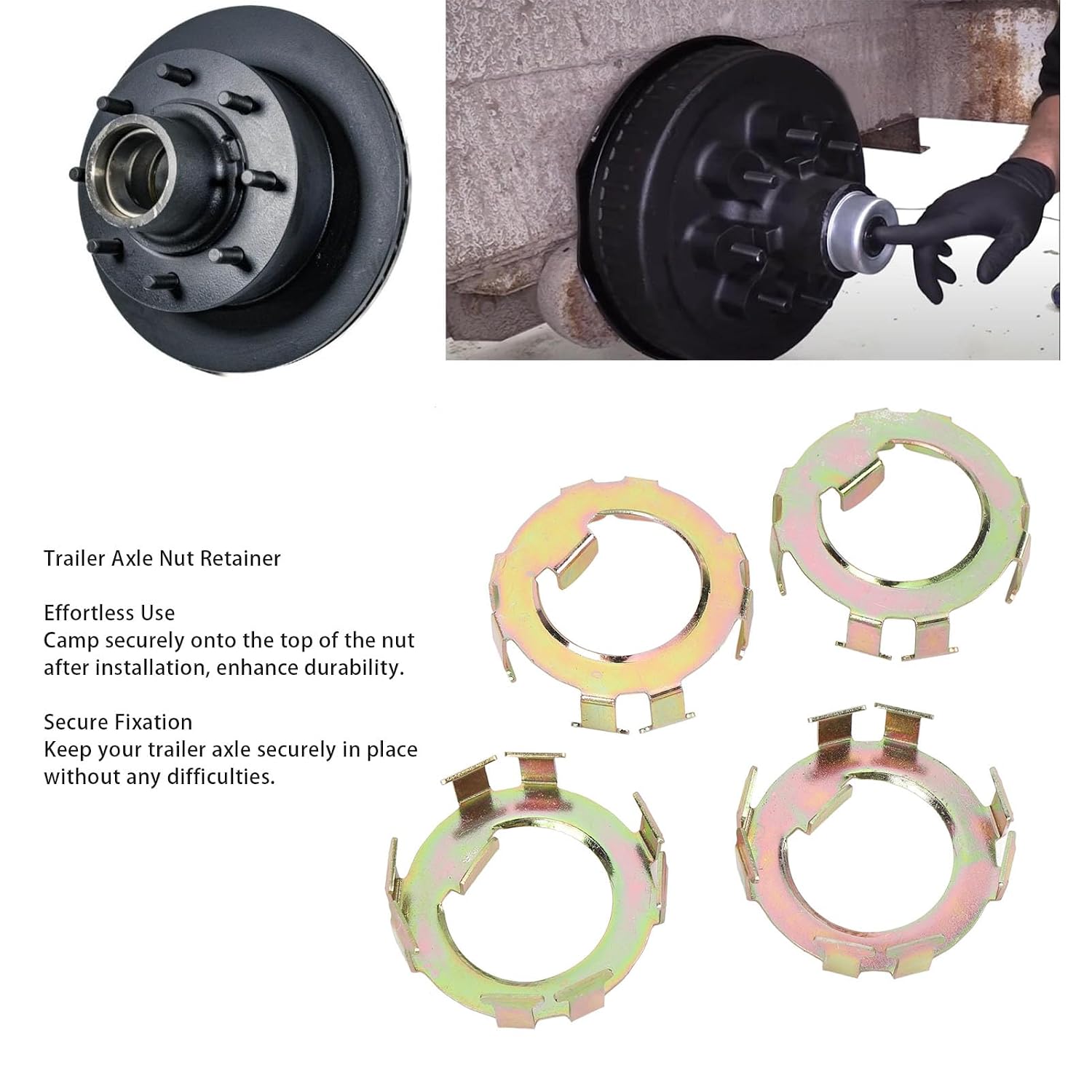 Trailer Spindle Nut Retainer Metal Secure Fixation Wheel Spindle Nut Replacement for 2 to 8K Dexter Axle