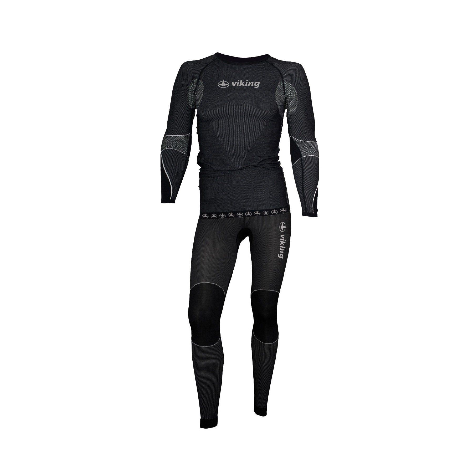 Kinder Riko Set Funktionsunterwäsche Thermounterwäsche Skiunterwäsche Seamless - Schwarz, 128-140