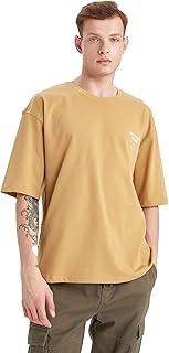 تيشرت C0710AX بتصميم قصة فضفاضة ورقبة دائرية ضيقة وأكمام قصيرة للرجال من ديفاكتو