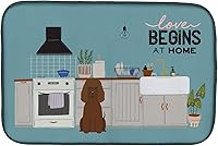 Vista 486 de Caroline's Treasures CK7824DDM - Tapete absorbente para secado de platos con diseño de bulldog inglés, rojo y blanco, para encimera de cocina, 14 x