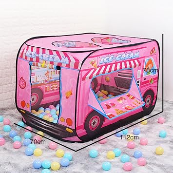 Ice Cream Truck Foldable Tent,Children's Play Tents,Children House Indoor Outdoor Play Toy Gift for Kids Toddlers,Portable Pop Up Play Teepee with Carry Bag