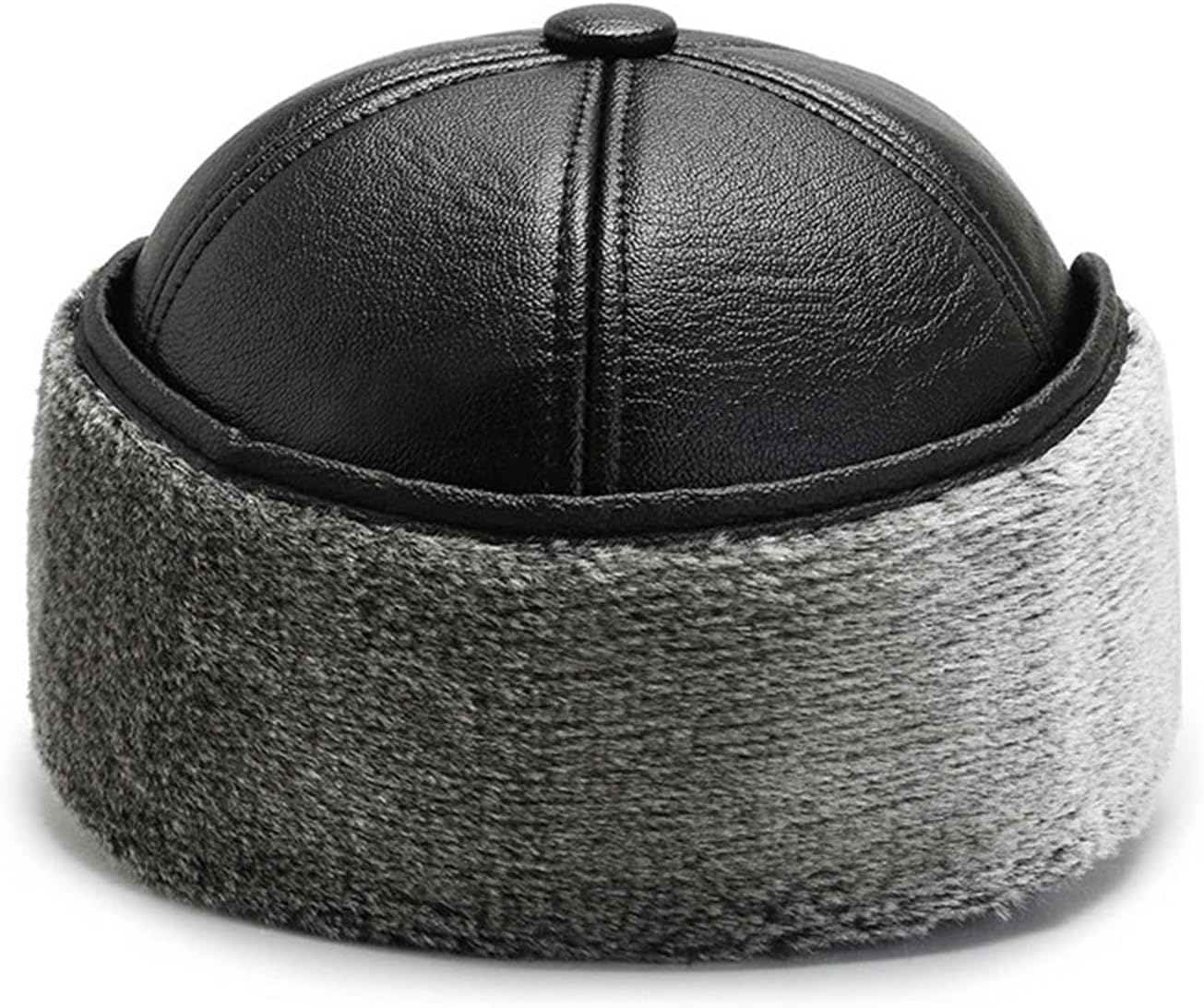 Baseball Cap Winter Thick Leather Hat Cycling Caps Windproof Hat Trapper Hats with Earflaps Fleece Lining Caps