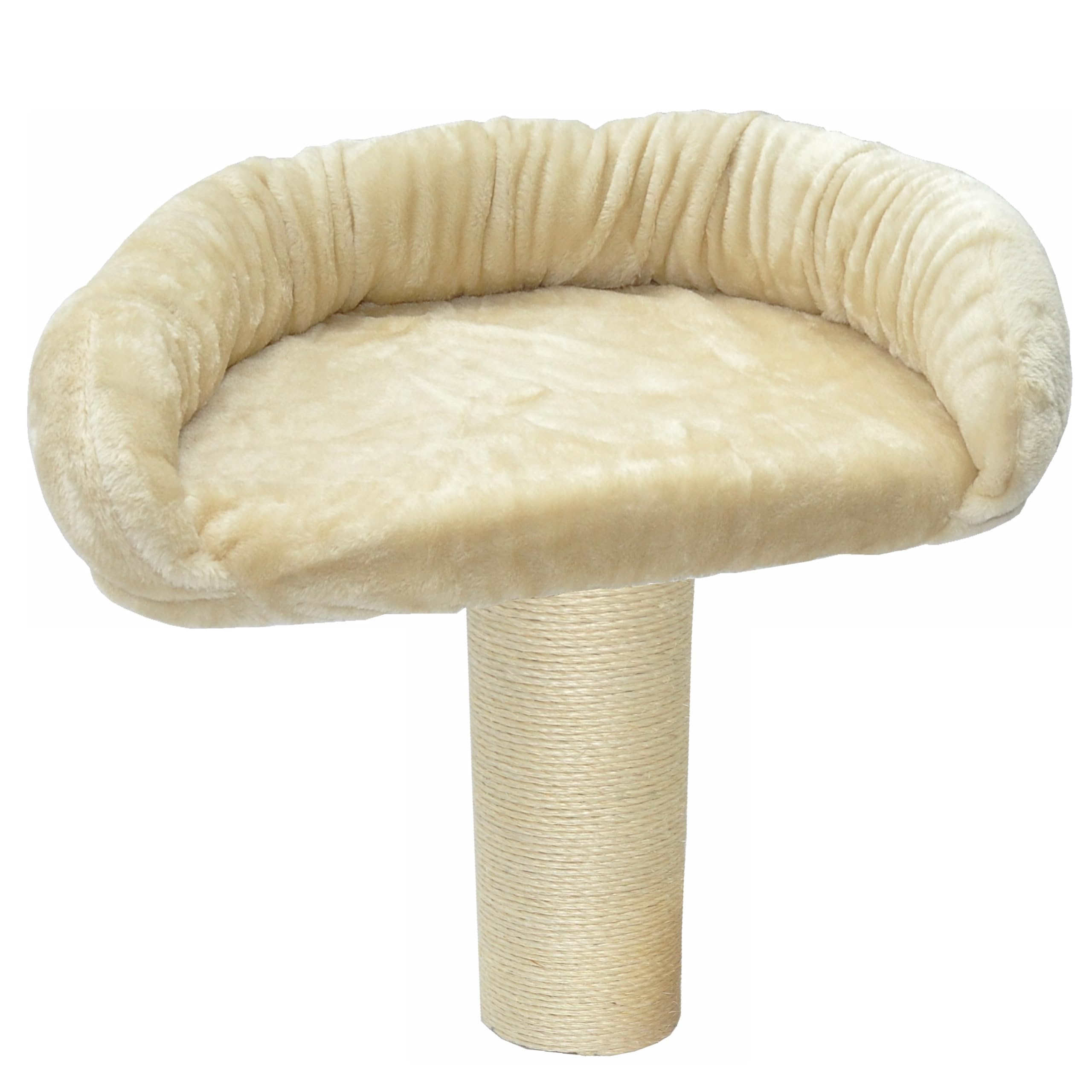 nanook Katzen Liegeplatz Katzenbett XL 60 x 40 cm inkl. Kratzstamm 35 cm, für große Katzen geeignet, Kratzbaum Erweiterung, Farbe: beige