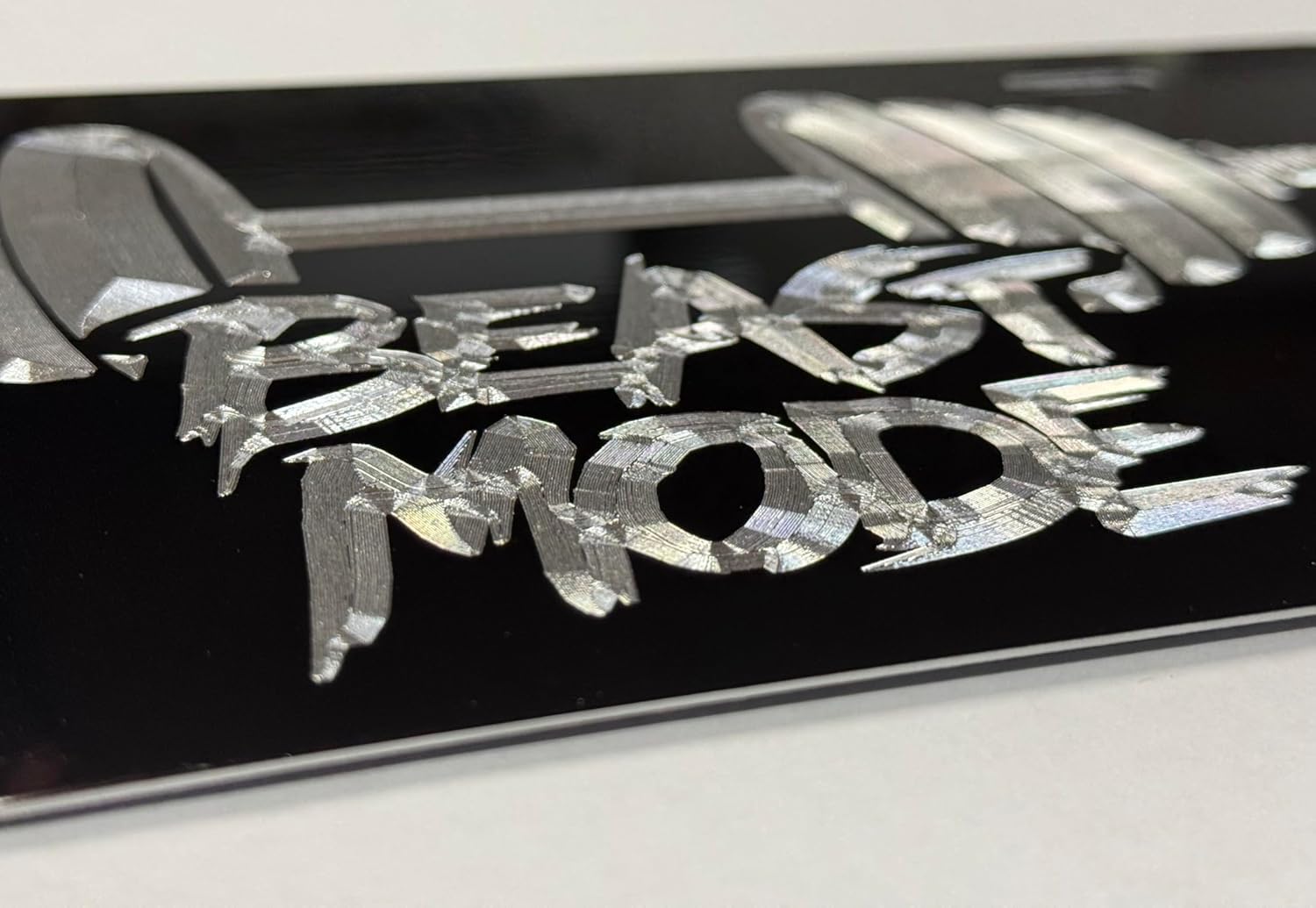 Engraved Silver on Black Beast Mode Weightlifting License Plate Vanity Car Tag