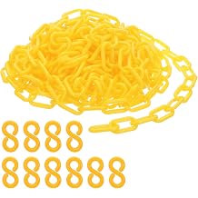 PATIKIL Plastic Chain Links, 30 Feet Safety Chains, Yellow Plastic Chains for Barriers, Crowd Control, Queue Lines, Parking, Fences, Gate, Concerts, and Decoration