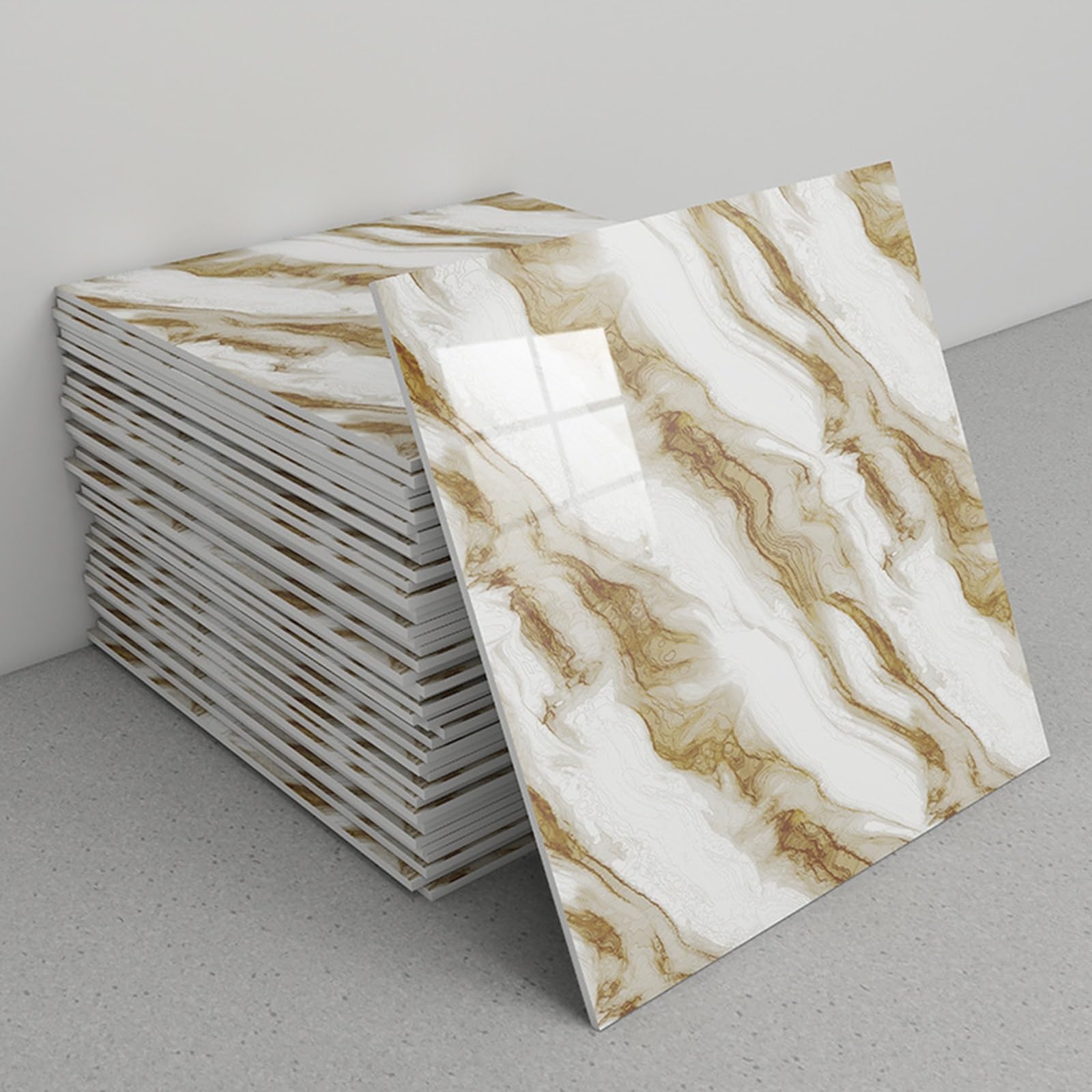 Marble Tile Stickers, Peel and Stick Marble Backsplash Tiles, 30x30cm, Pack of 30