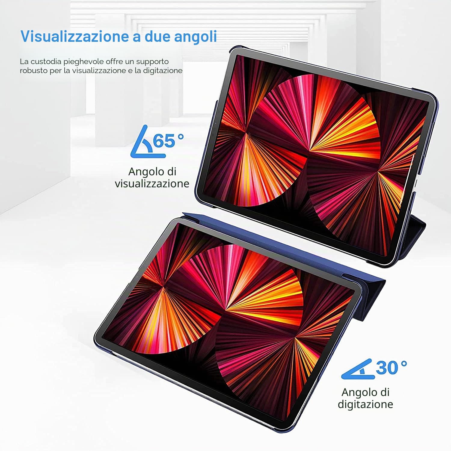 ProCase Custodia iPad Pro 11 2022/2021/2020/2018 Ultra Sottile Leggero Auto Svegliati/Sonno Blu Marino
