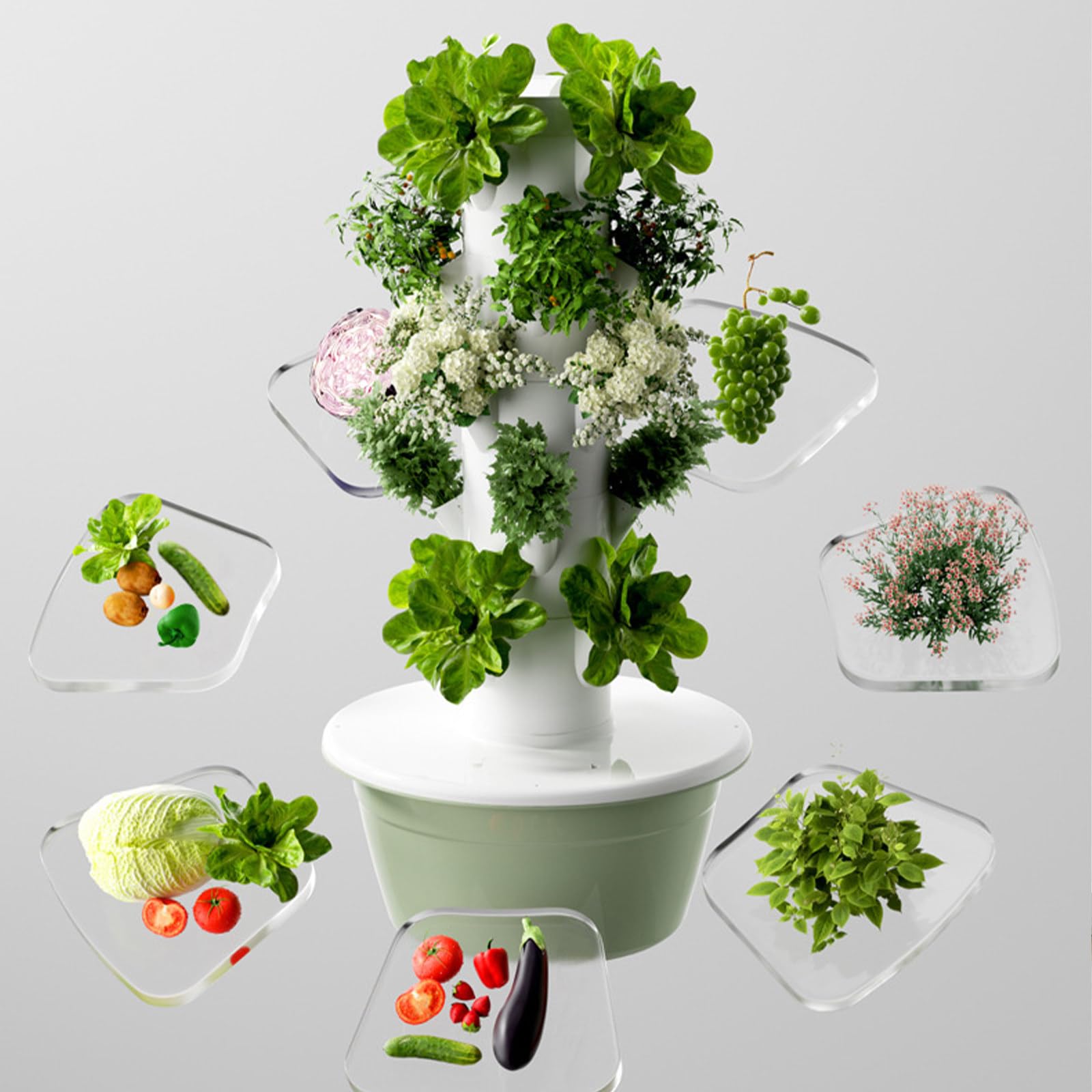 Silencioso Kit hidroponia Completo, Tanque 30L, Cambio de Agua Cada Mes, circulación automática, cultiva Lechuga, albahaca, Menta, Hiedra, para balcón, terraza, Restaurante, Granja 5Layers