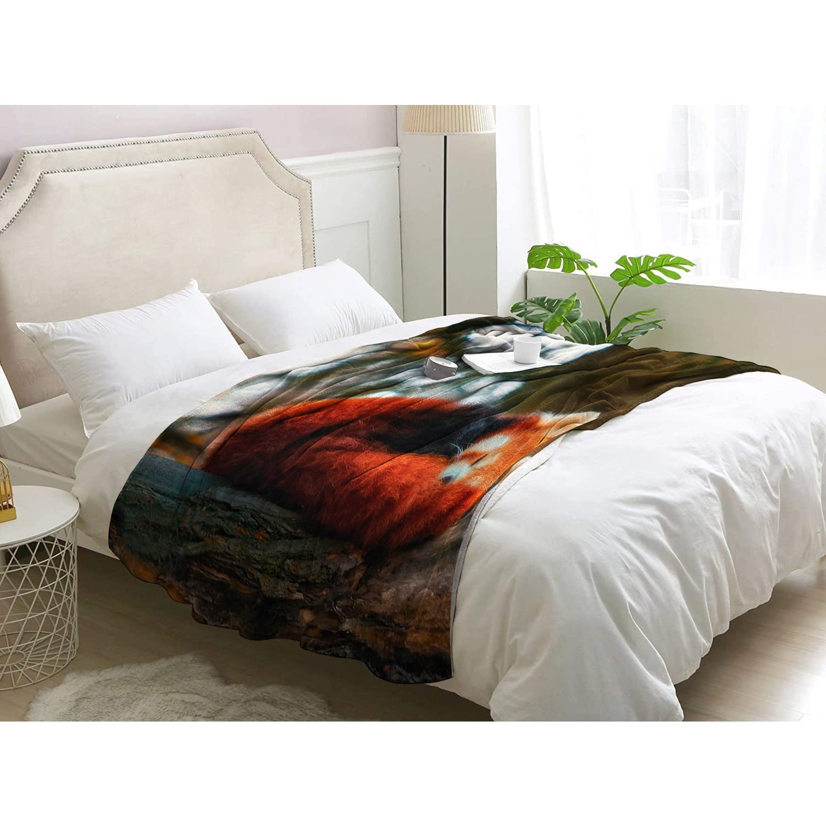 Plaid panda rouge 150x200 couverture polaire en flanelle 2 personnes