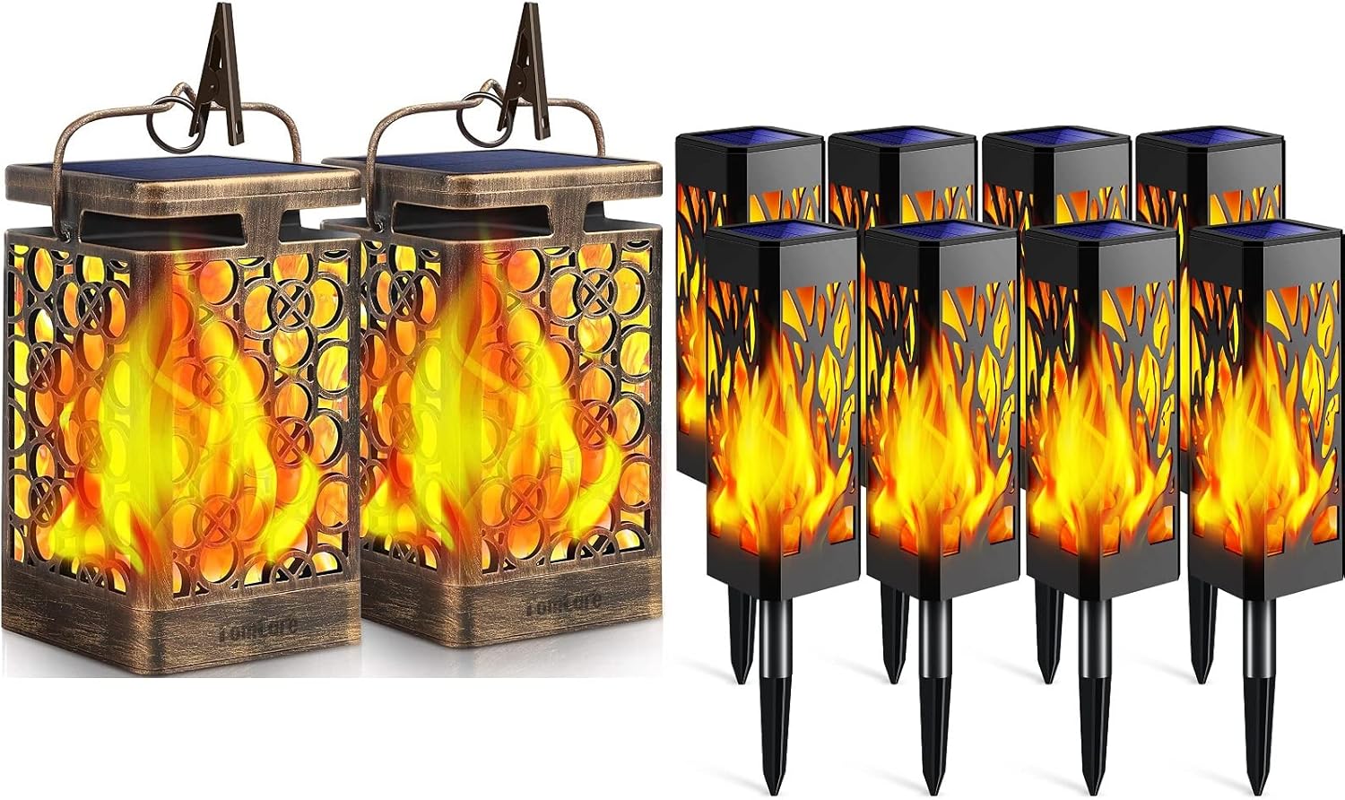 TomCare Solar Lights Upgraded Flickering Flame Outdoor Solar Lights