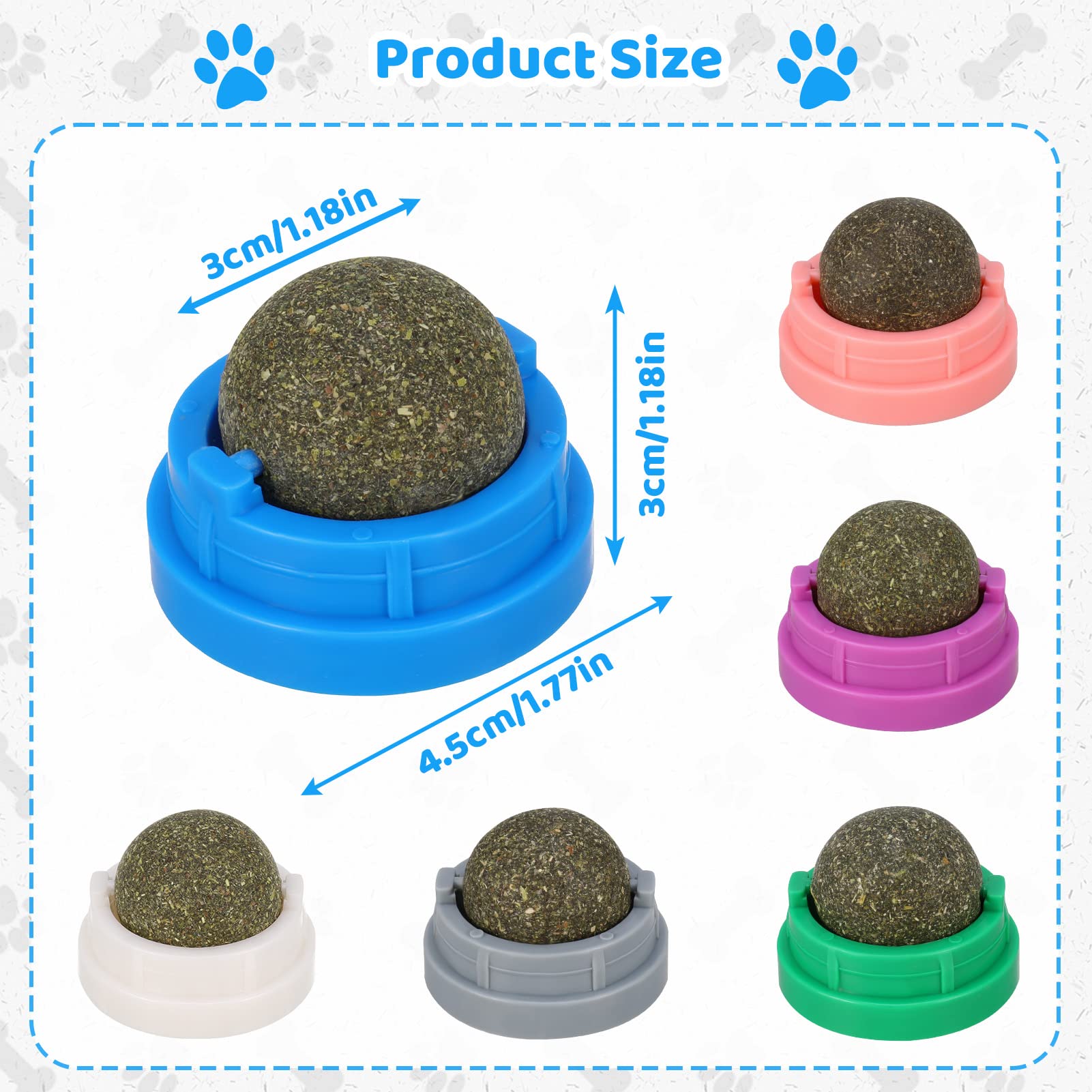 Catnip Wall Toys, 6 Pack Cat Toys, Rotatable Silvervine Catnip Lickable Balls, Safe Healthy Kitten Chew Toys, Teeth Cleaning Cat Bite Toy, Cat Wall Treats