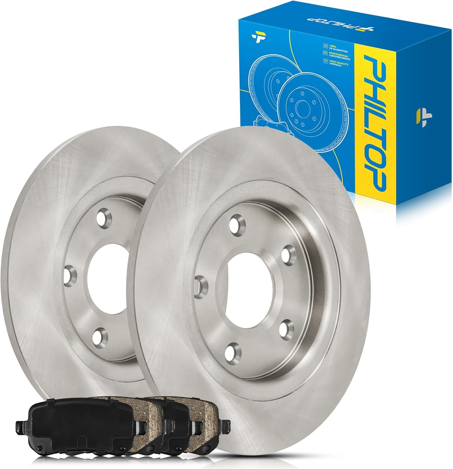 PHILTOP Rear Brake Pads and Rotors kit Fit for Chrysler Town & Country 2008-2012, Dodge Grand Caravan 2008-2012, Dodge Journey 2009-2012, 12” Rear Brakes Rotors Automotive Replacement Brake kits