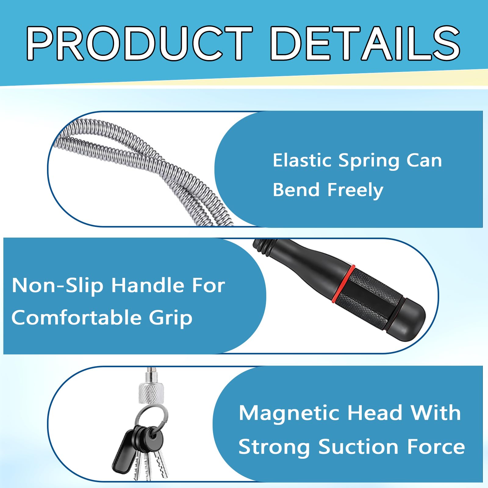 3 Piezas Recogedor Magnético Telescópico, Varillas MagnéTicas TelescóPicas Herramientas de Recogida Iman Flexible Herramienta Recogedor Magnético Extensible para Encontrar Tuerca de Metal Pernos Torni