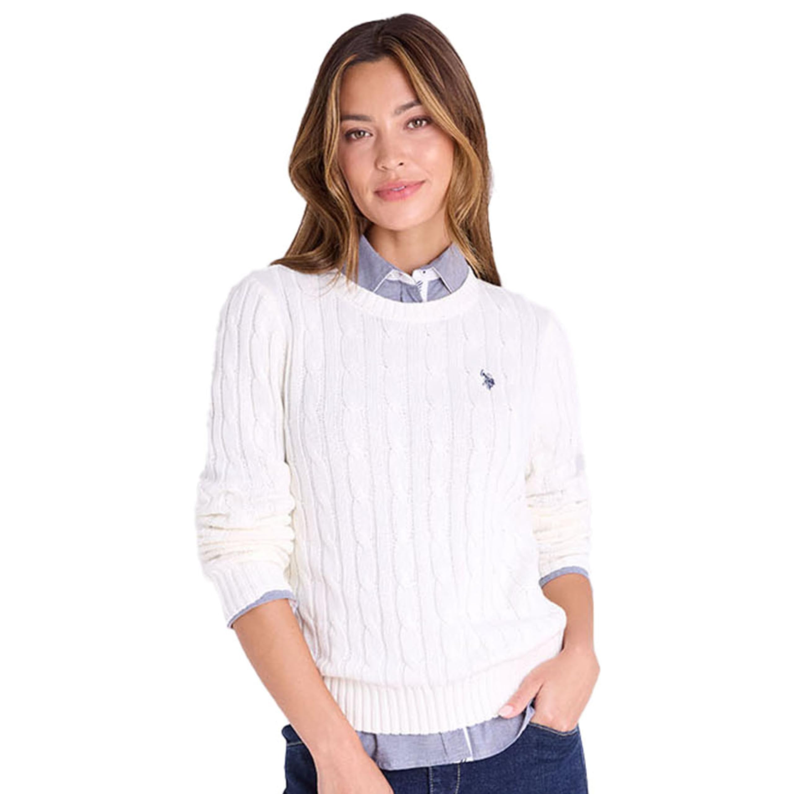 Women's Crew Neck Sweaters – Raglan, Cable Knit & Striped